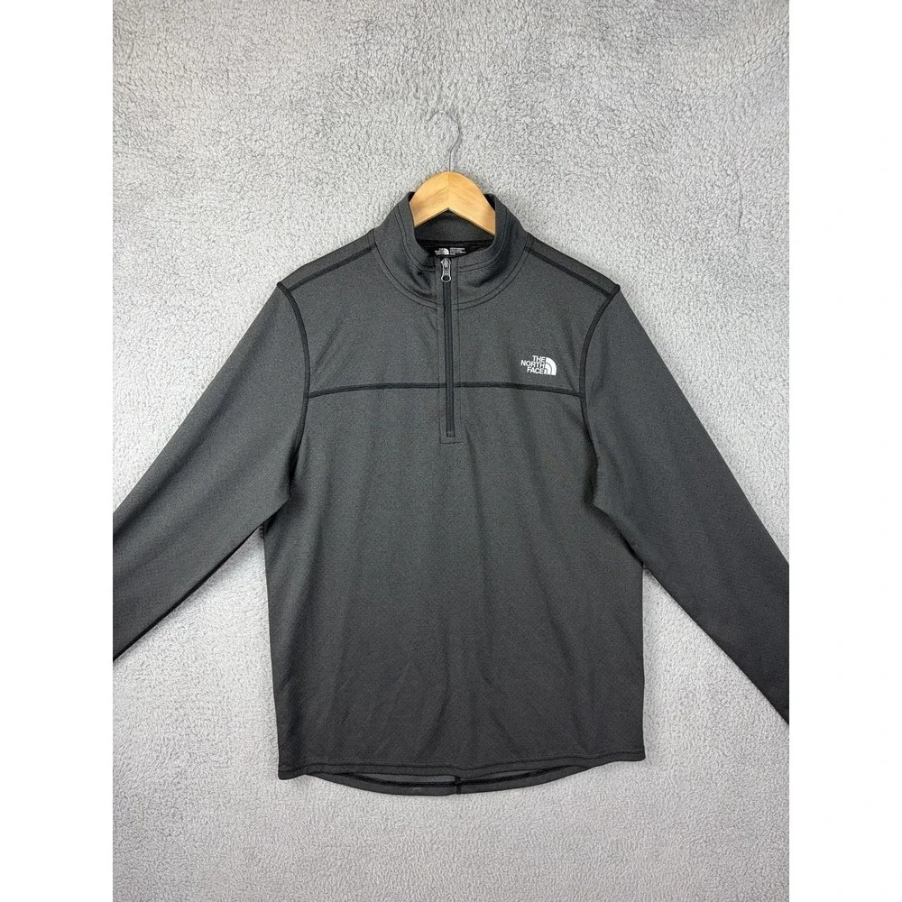 North Face FlashDry Pullover Mens M Golf Gray 1/4 Zip Long Sleeve Top Athletic